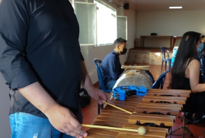 Joven toca marimba