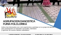 La agrupación dancística furia folclórica invita los y las interesadas con y sin experiencia en la danza a participar en el grupo artístico y aprender del folclore Colombiano.  Información: Sabados, domingos / 2:00PM y  9:00AM / Calle 39# 72k -68 Sur 3 piso Barrio Carimagua / 3045671379