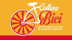 Botón de acceso micrositio Cultura en bici con logo de bicicleta